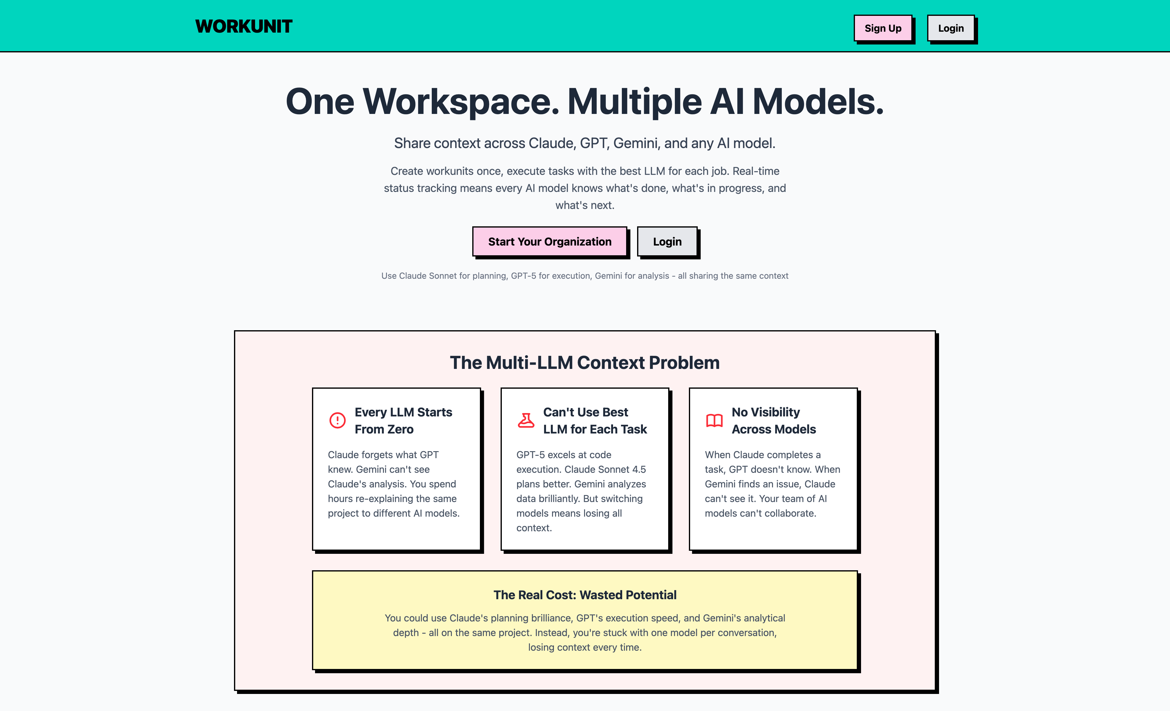 Screenshot of Workunit homepage